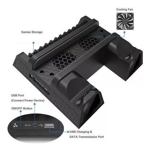 CoolDock PS4 – Base Vertical com Refrigeração e Carregamento