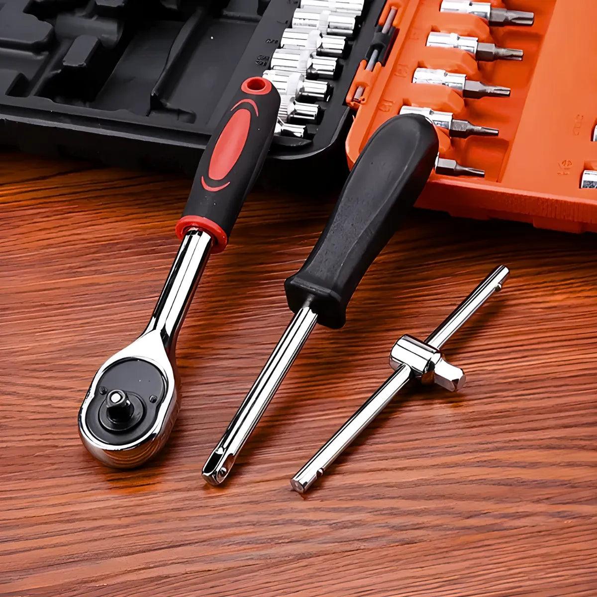 Kit de Ferramentas Curioso Pro - 53 Peças com Catraca Reversível